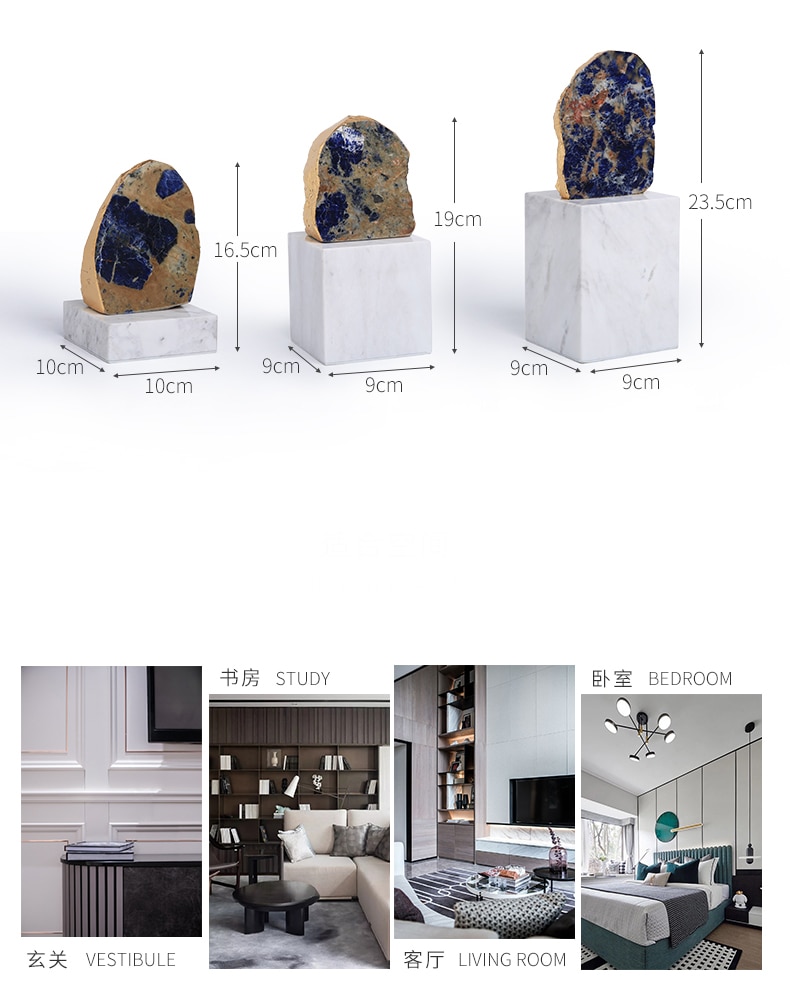 Modern Beautiful Natural Blue Stones Sculpture Abstract Sculpture Marble Base Statues For Decoration Home Decoration Accessories