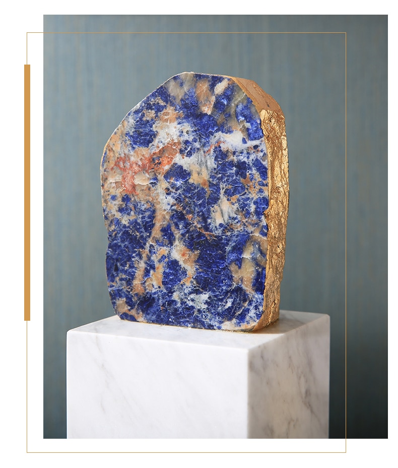Modern Beautiful Natural Blue Stones Sculpture Abstract Sculpture Marble Base Statues For Decoration Home Decoration Accessories