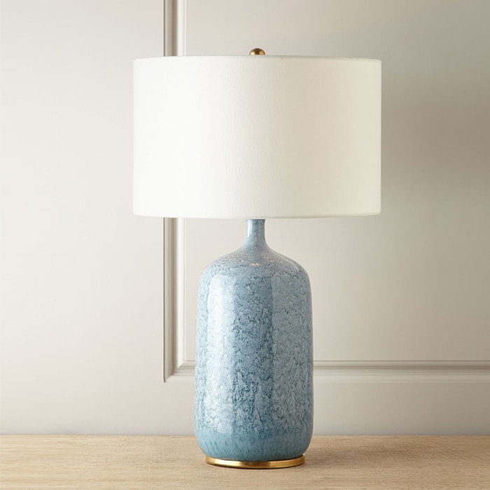 Modern Blue Ceramic Table Lamp Villa Golden Dining Table Decoration Table Lamp Nordic Bedroom Bedside LED Light lampara de mesa