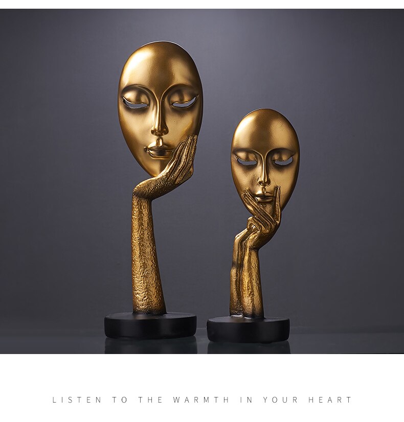 Oymak reçine süs sessizlik altındır masa dekoru İnsan yüz heykeli at kafası tabanı ile ev dekorasyon aksesuarları Modern