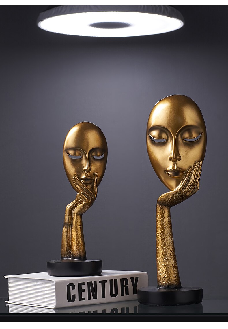 Oymak reçine süs sessizlik altındır masa dekoru İnsan yüz heykeli at kafası tabanı ile ev dekorasyon aksesuarları Modern