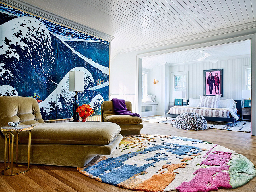 سجادة ملونة في تصميم غرفة المعيشة