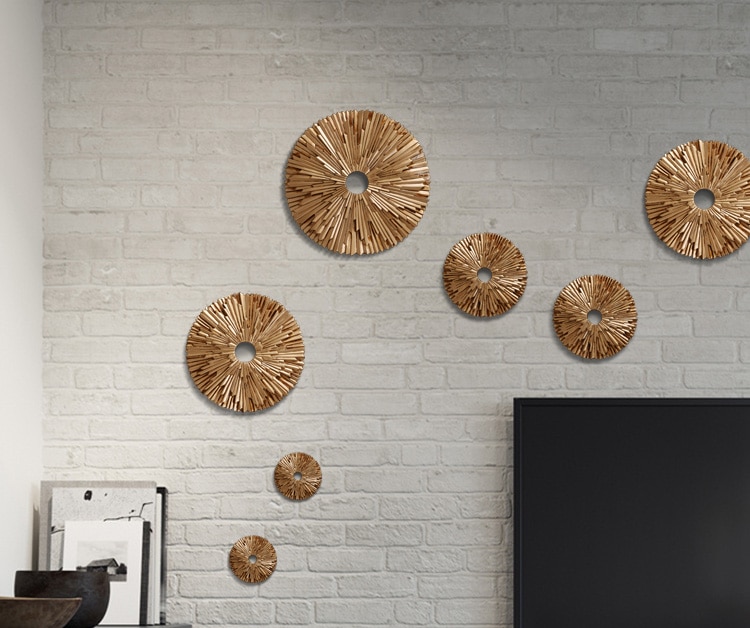 Modern Creative Luxury Wall Hanging Resin Round Decoration Crafts Home Wall TV background Wall Stereo 3D Pendant Murals Ornament