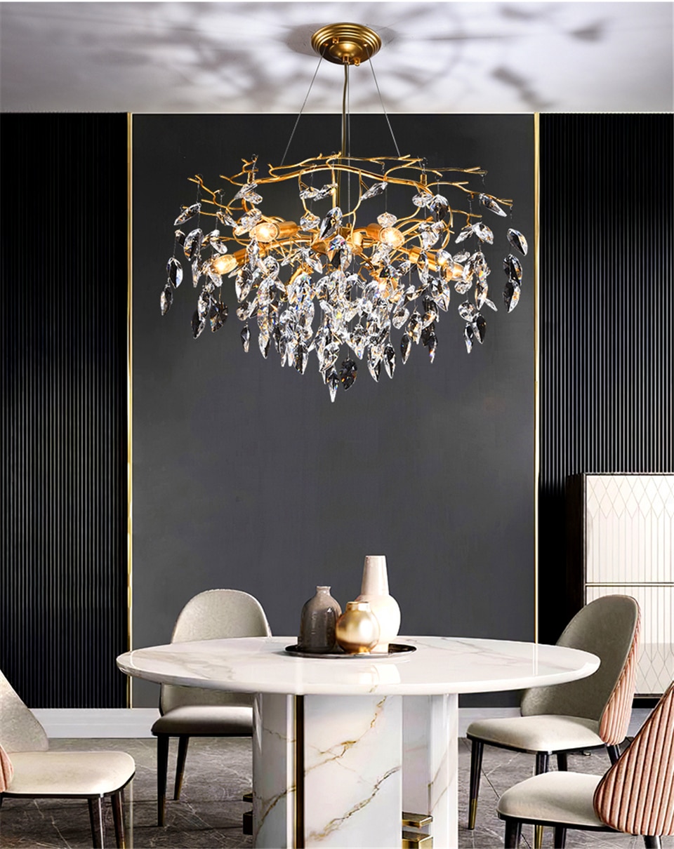 Modern LED Crystal Chandelier for Living Room Luster Chandelier Hotel Hall Indoor Decor Restaurant Nordic Hanging Lamp Lighting