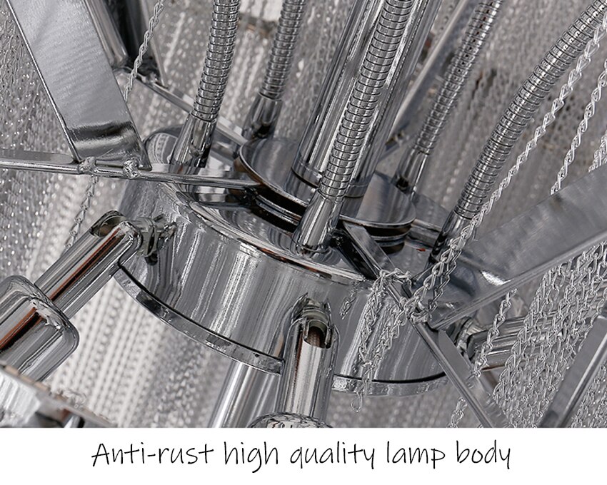 Post-modern Silver Art Chandelier Nordic Designer Engineering Luxury Chain Tassel Aluminum Chain Hinging Lamp Lighting Luminaire