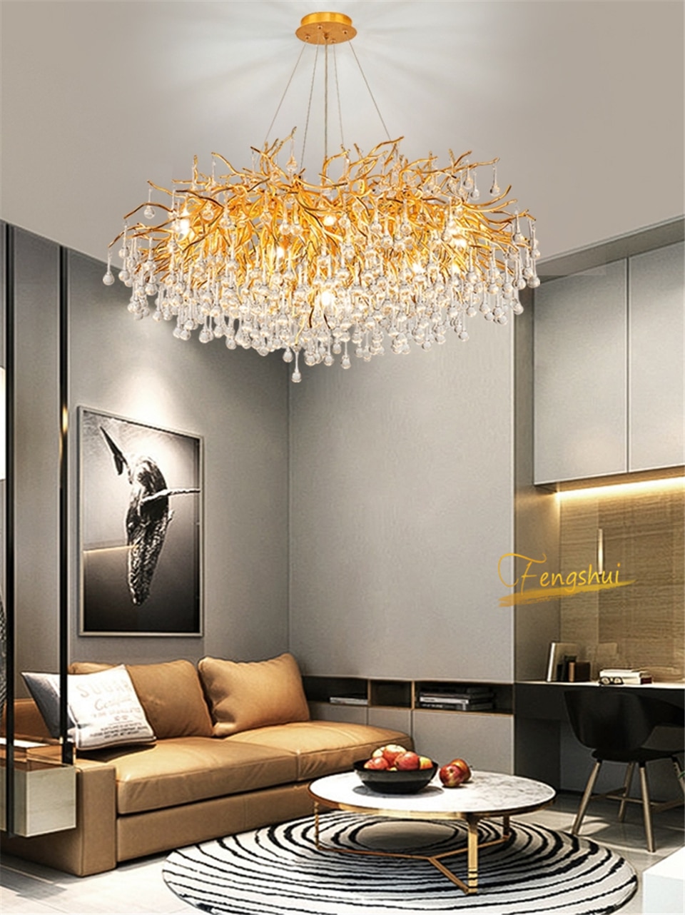 Nordic Luxury Crystal LED Chandelier Dimming LOFT Villa Large Lustre Water drop Living Room Hotel Hall Art Indoor decor Lighting