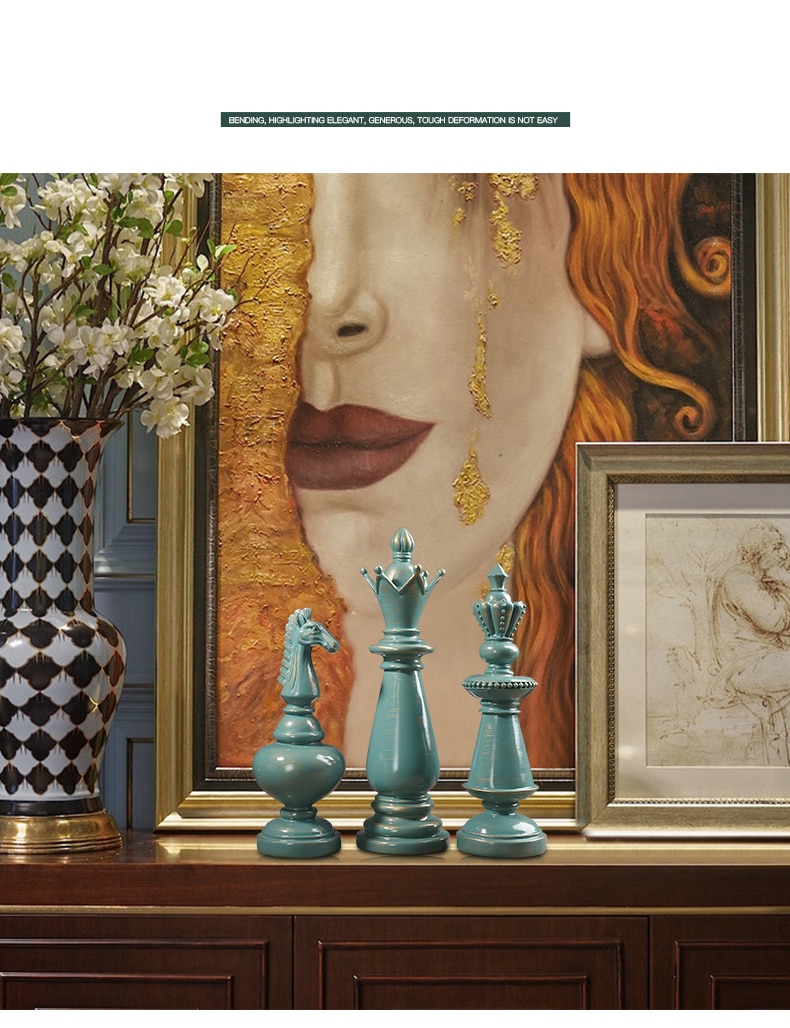 European Luxury Retro Resin International Chess Figurines Crafts Home Furnishing Decoration Livingroom Creative Ornaments Statue