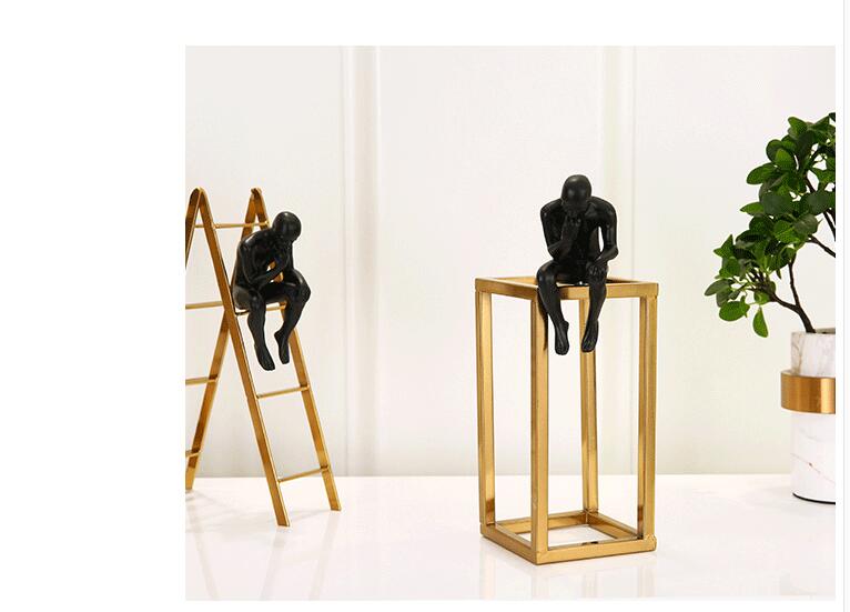 Nordic Simple Office Desktop Metal Figurines Crafts Resin Thinker Character Statue Decoration Home Livingroom Table Accessories