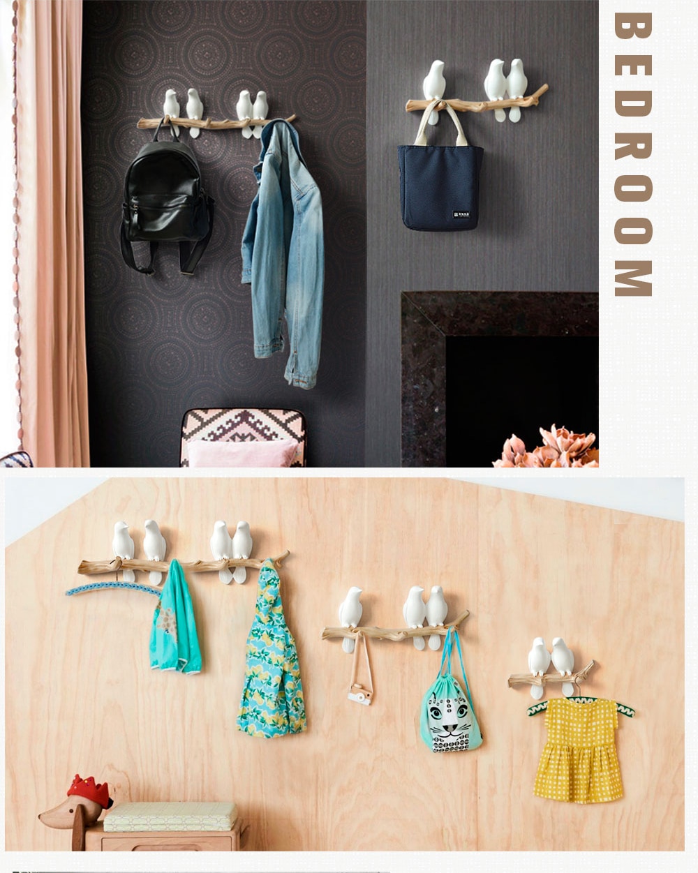Wall Decorations Home Accessories Living Room Hanger Resin Bird hanger key kitchen Coat Clothes Towel Hooks Hat Handbag Holder