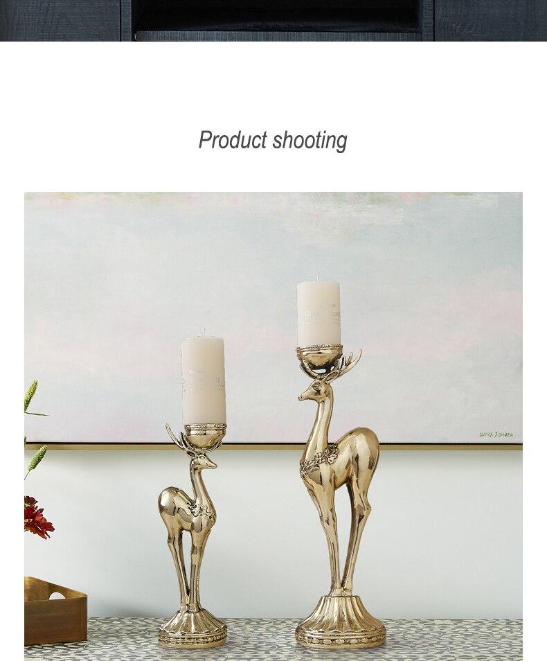 American Luxury Candle Holder Metal Gold Scented Candle Creative Deer Candlestick Home Table Decorations Candlelight Gift Ideas