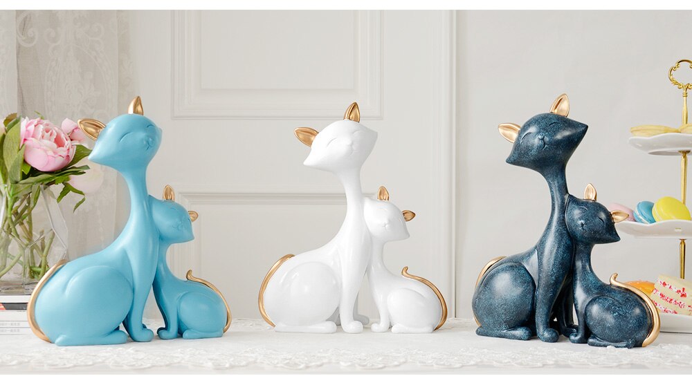 [MGT] Cat Figurines iniatures Decorative Animals desktop gift cat statue ornaments home decoration casa living room accessories