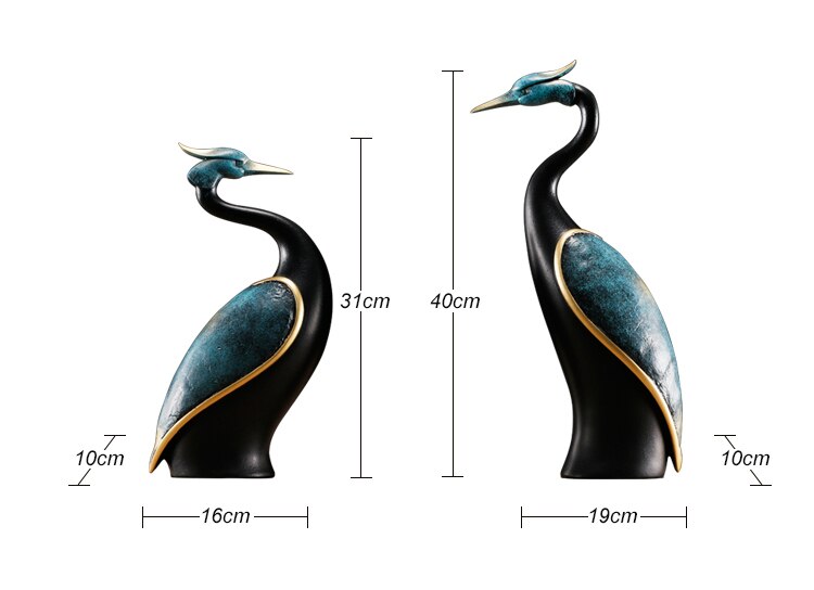 [MGT] European Style Home Decor Cranes And Birds A Pair Of Resin Decorations Living Room Study Office Accessories Creative Gifts