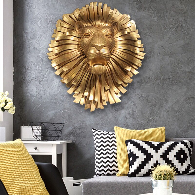 MGT 63cm Lion Head Wall Decoration Modern Simple Abstract 3D Stereo Animals Wall Hanging Creative Nordic Home Decors