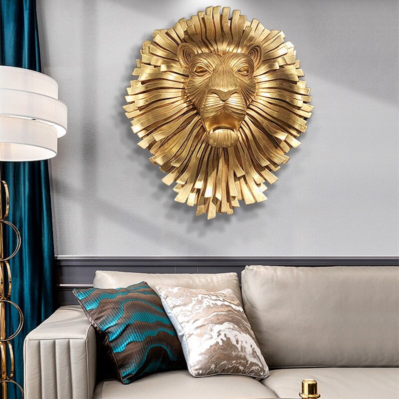 MGT 63cm Lion Head Wall Decoration Modern Simple Abstract 3D Stereo Animals Wall Hanging Creative Nordic Home Decors