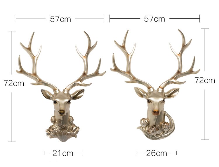 [MGT] European Lucky Deer Head Wall Hanging Wall Decoration Pendant Home Decor Crafts Living Room Dining Room Sofa TV
