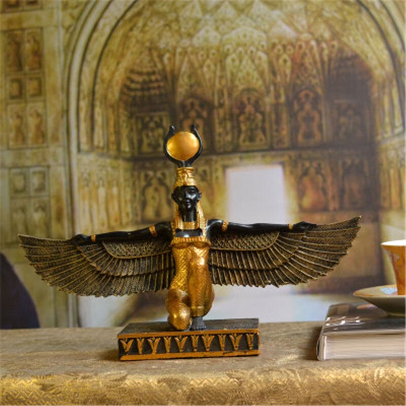 [MGT] Egyptian Mythology Isis Goddess Resin Sculpture Craftwork Earth Patron Saint Egypt's Eye Creative Bookcase Decoration
