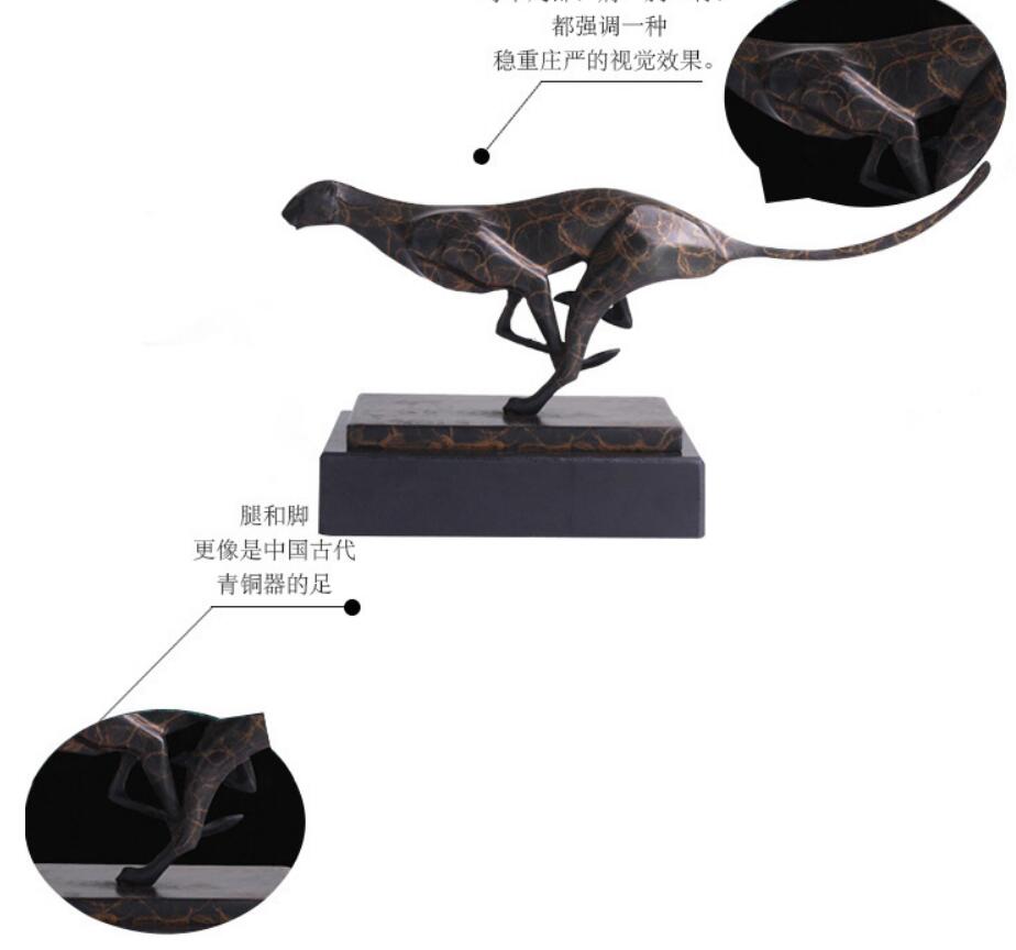 [MGT] Tooarts Leopard Bronze Figurines Modern Metal Artificial Statue Craft Animal Sculpture Office Home Decoration Accessories