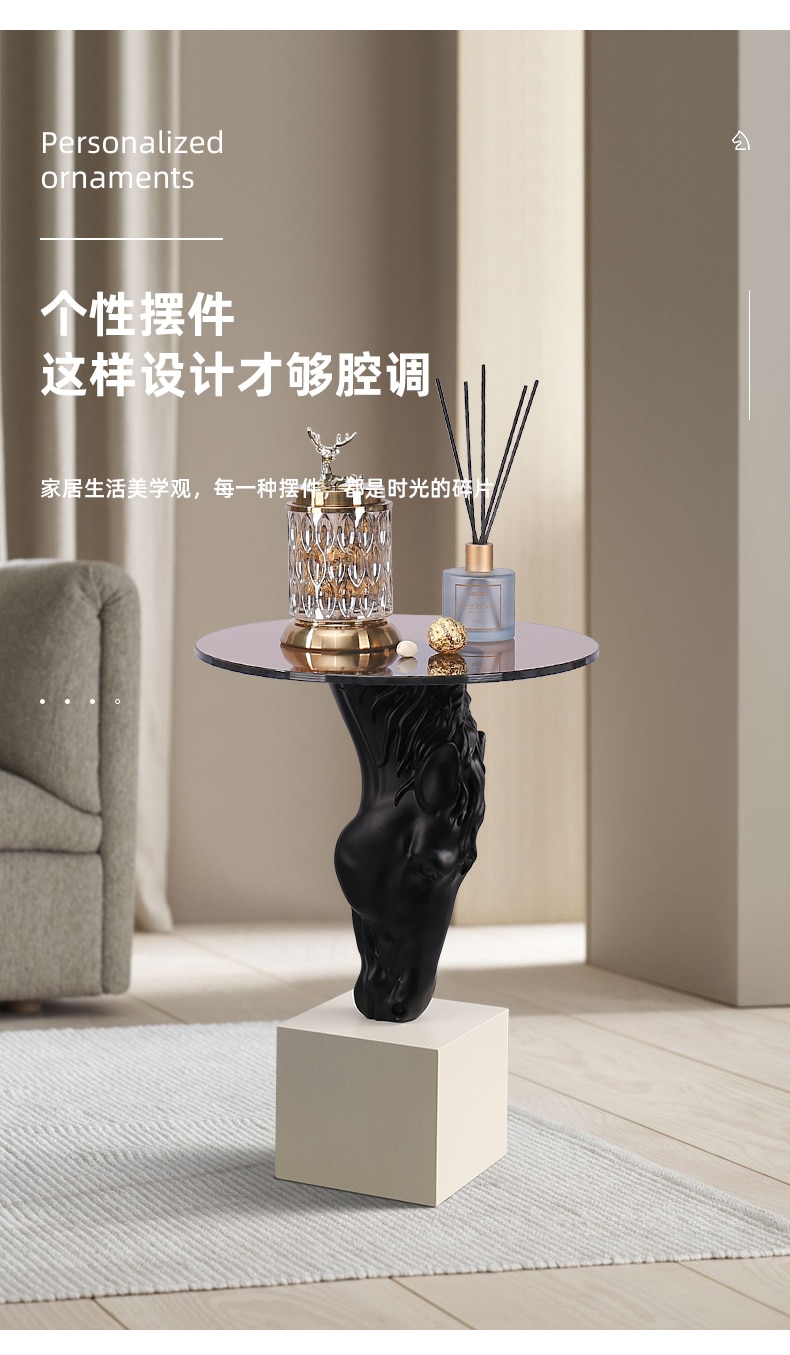 Creative Home Furnishing Hotel Living Room Floor Decorations Drinking Water Horse Head Statue Storage Small Table Ornament