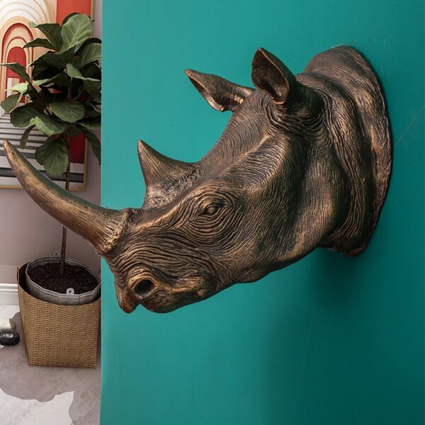وحيد القرن النحاسي الذهبي اكسسوارات منزلية