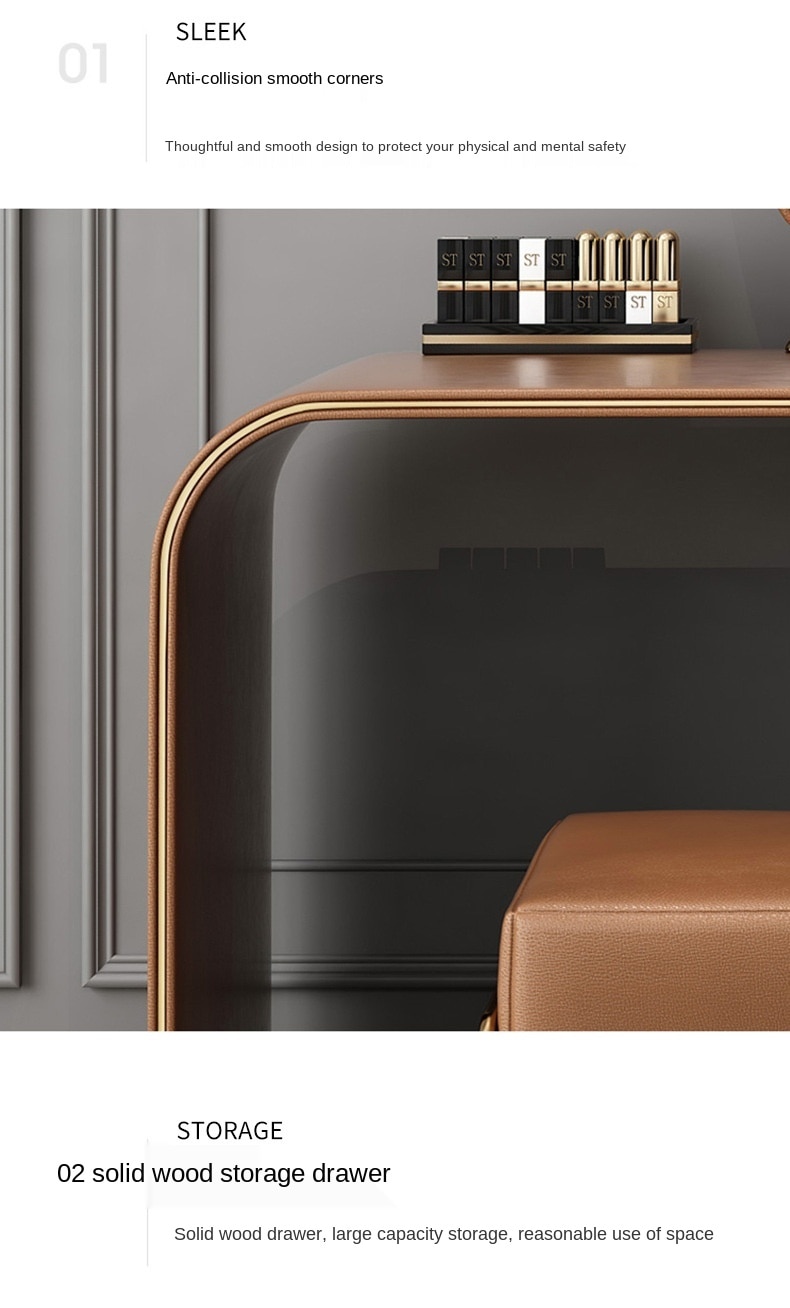 Light luxury dressing table bedroom modern minimalist makeup table and chair combination minimalist Nordic leather dressers