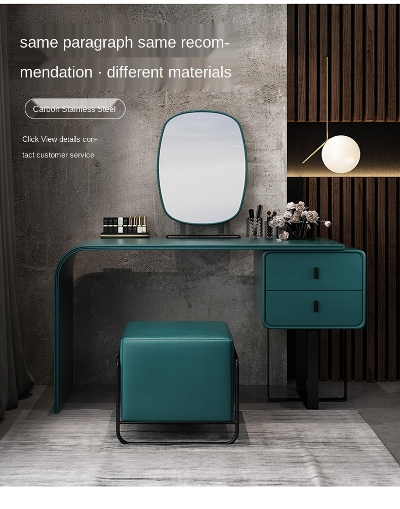 Light luxury dressing table bedroom modern minimalist makeup table and chair combination minimalist Nordic leather dressers