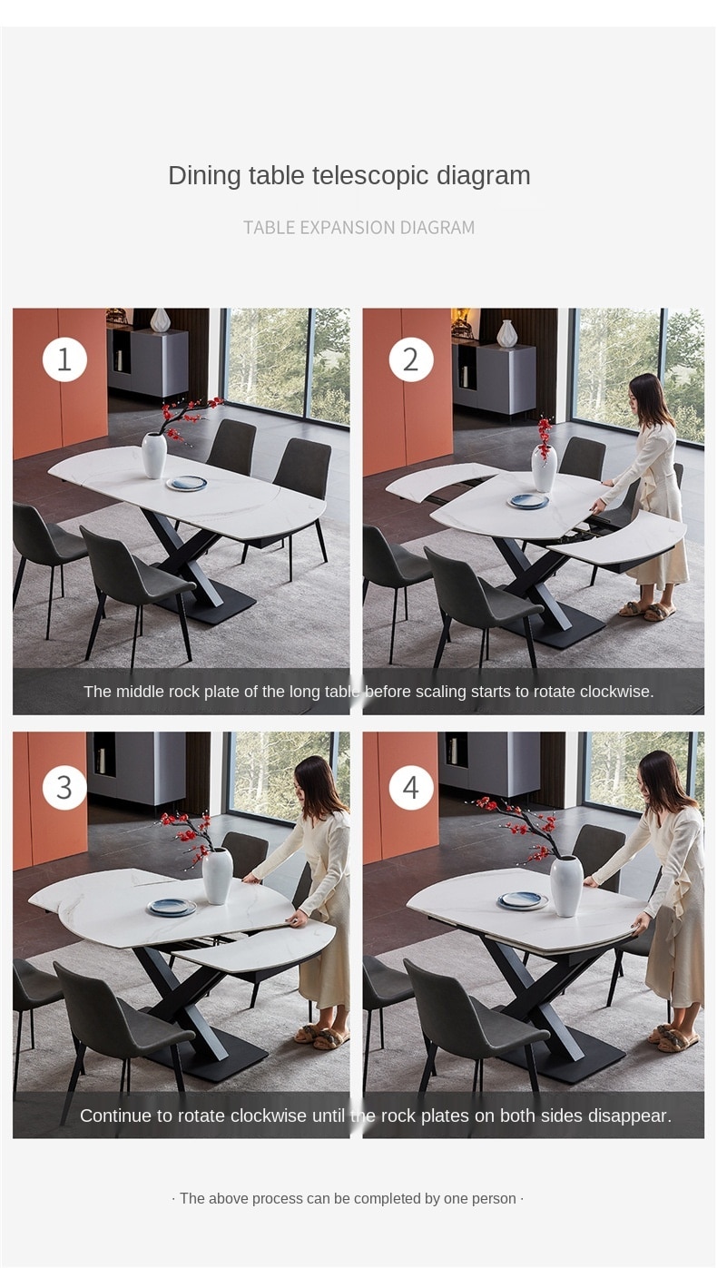 Italian Rock Plate Dining Tables and Chairs Set Simple Modern Northern European Multi-Function Household Dining Table Marble