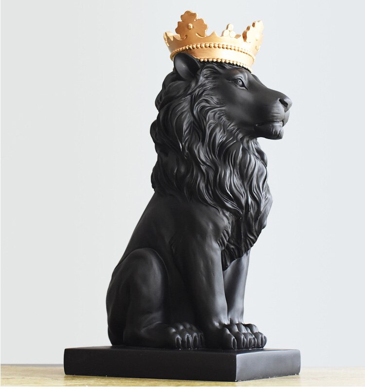 36CM 3 Colors Abstract Resin Lion Sculpture Crown Lion Statue Handicraft Decorations Lion King Modle Home Decoration Accessories