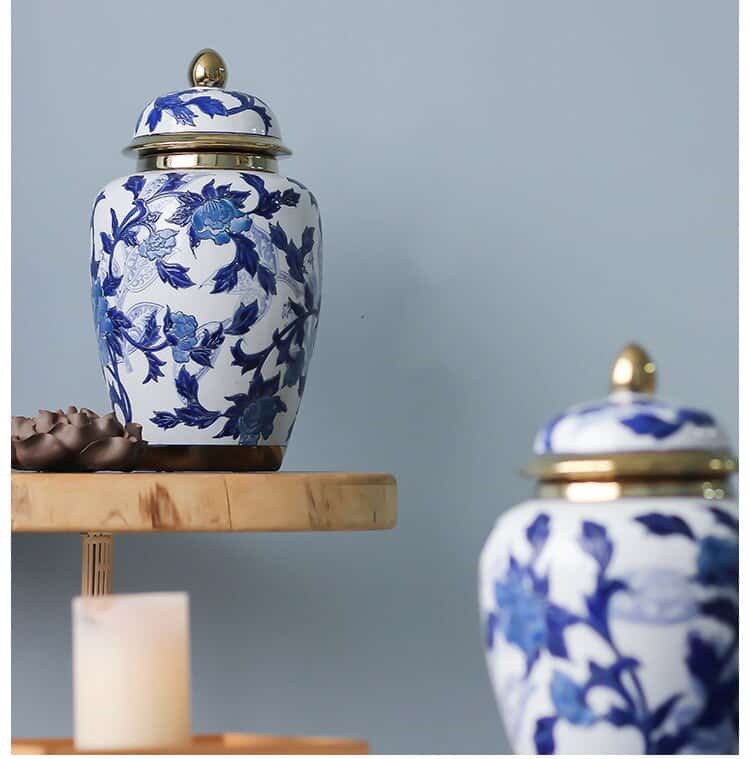 European Phnom Penh Vases Home Decor Blue And White Flower Pattern Ceramic Vase Decoration Jar Home Living Room Table Ornament