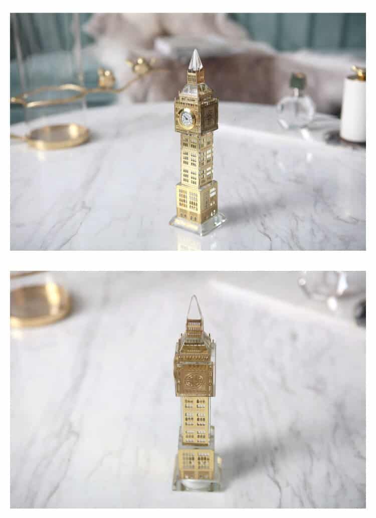 Modern Gold Elizabeth Tower Sculpture Decoration Crystal Clock Tower Ornaments Living Room Study Bedroom Soft Decor Accessories