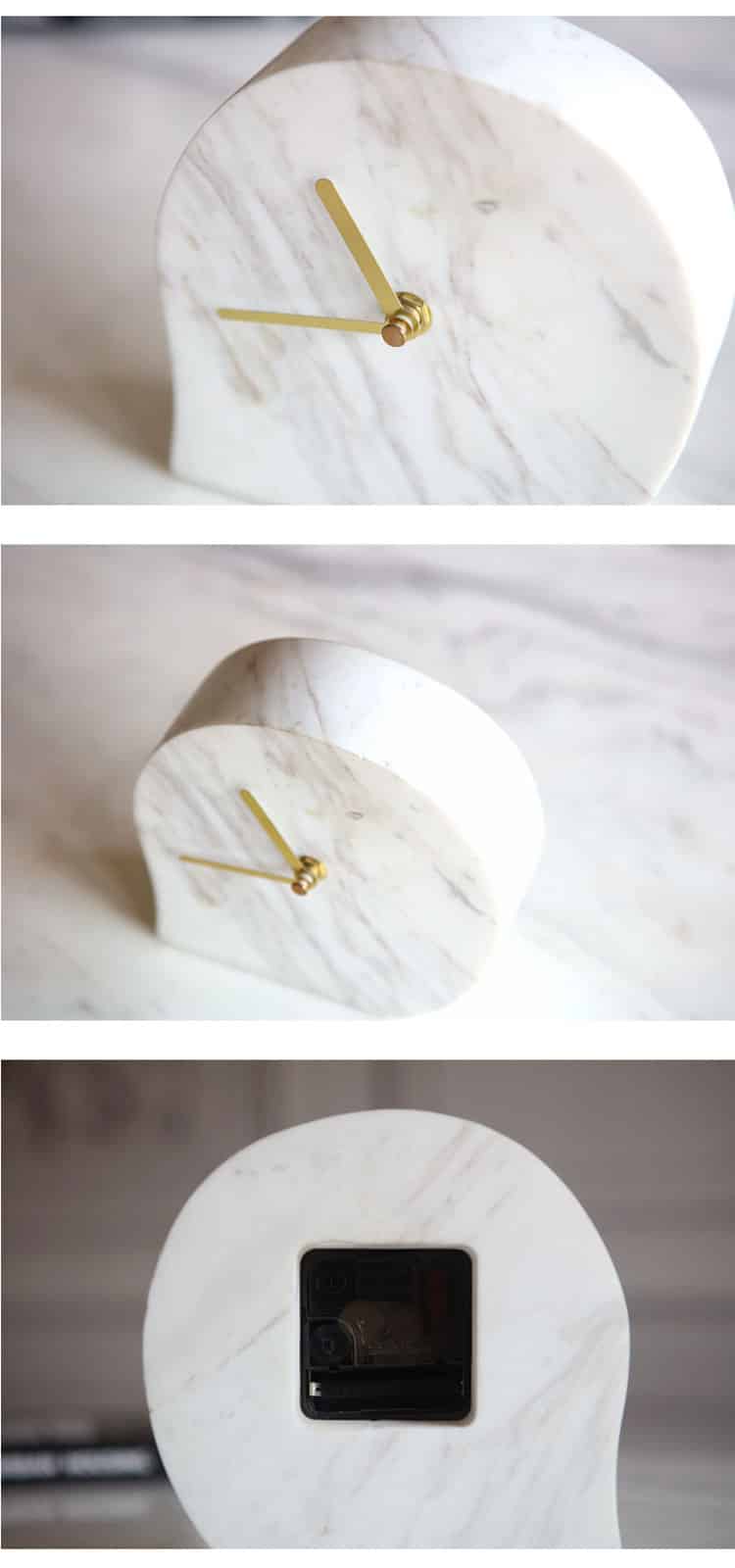 Modern Model Room Hotel Project Home Living Room Study Soft Decoration Ornaments Natural Marble Water Drop Shape Desk Clock