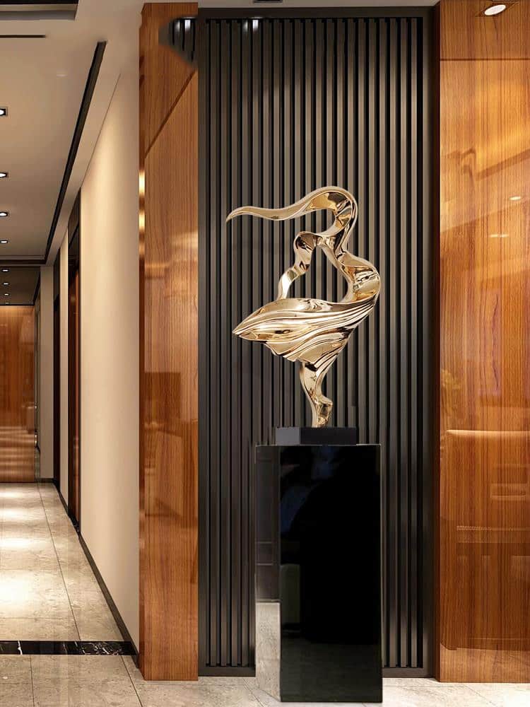 72cm Abstract Figure Sculpture Dancing Art Accessories Hotel Lobby Space Sculpture Interior Decor Plating Sculpture Crafts