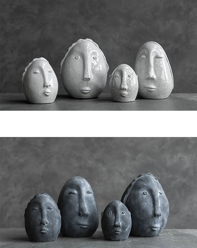 Modern Multiple Expressions Character Head Art Ornaments Home Ceramic Crafts Room Decor Objects Office Desktop Accessories Gifts