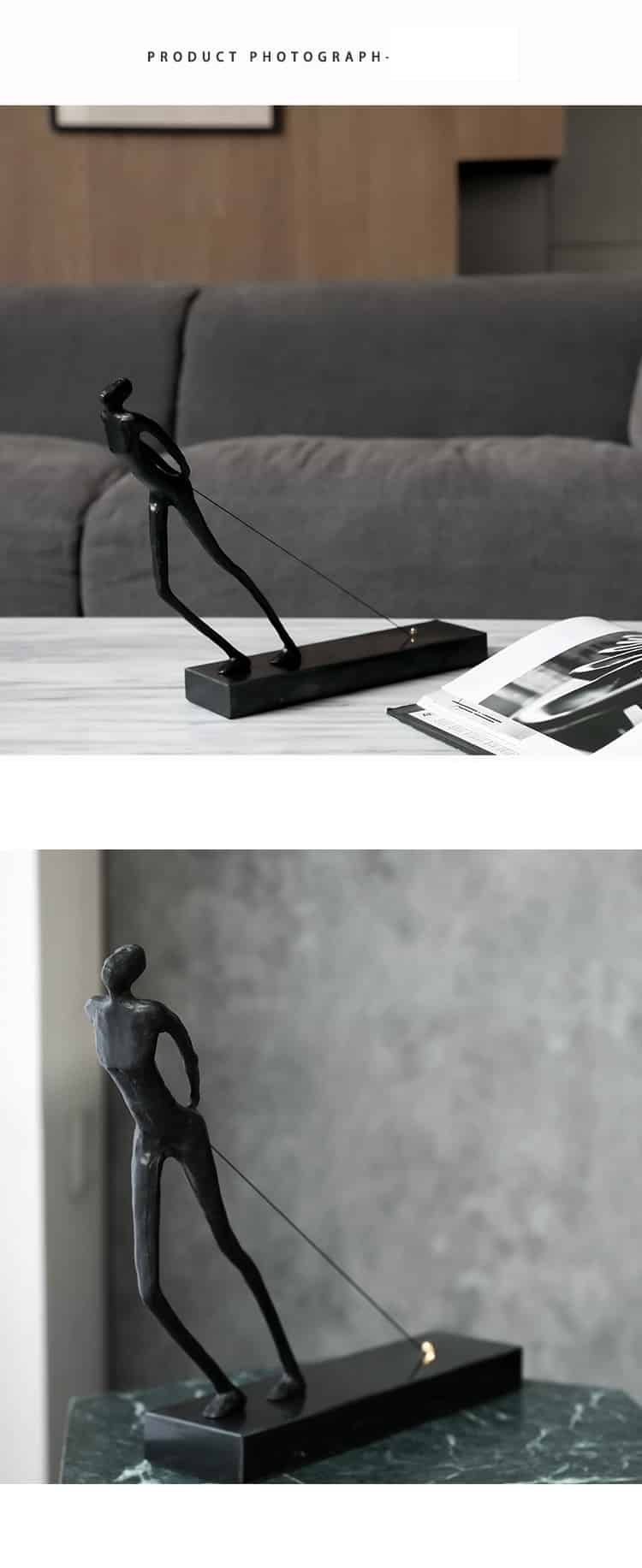 Modern Pull Line Character Statue Metal Crafts Desktop Ornaments For Office Home Room New House Layout Decor Marble Gifts