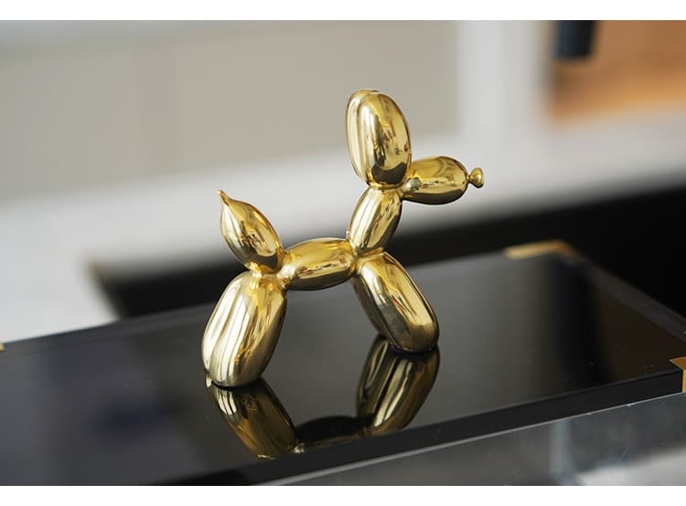 Modern Golden Brass Balloon Dog Statue Jewelry Storage Box Transparent Acrylic Rectangular Display Box Home Room Desktop Decor