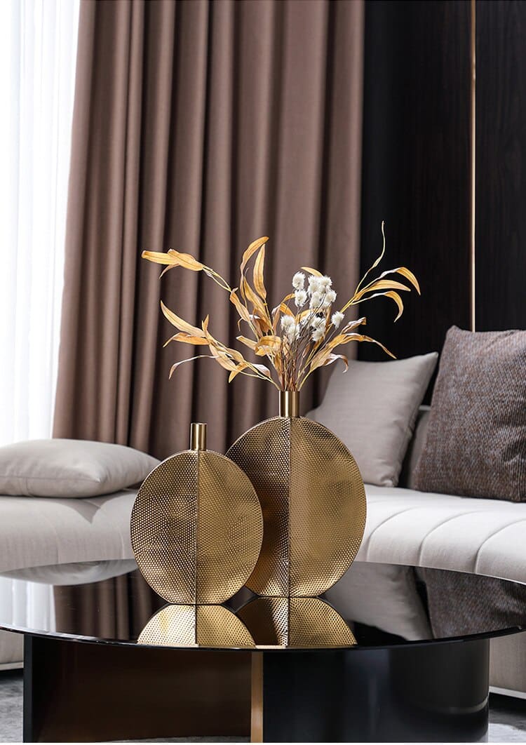 Luxury Metal Hammered Aluminum Flower For Home Dining Table Sales Center Vases Hall Aisle Soft Decoration Crafts Accessories