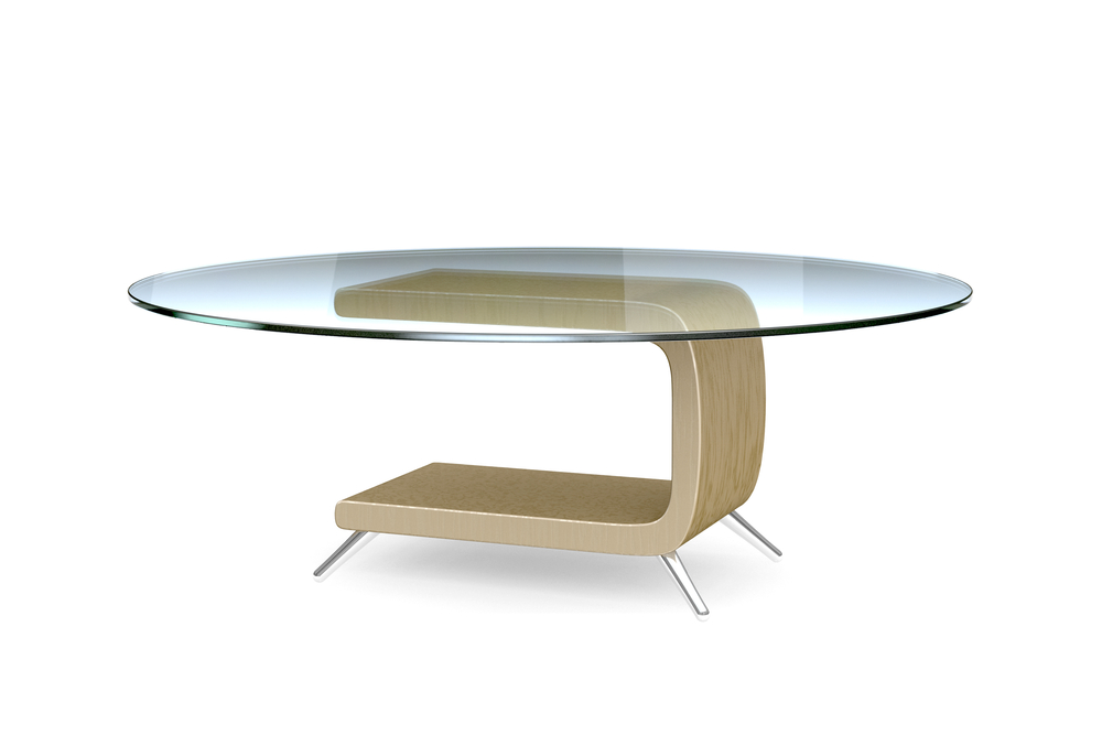 طاولة مستديرة مع سطح زجاجي