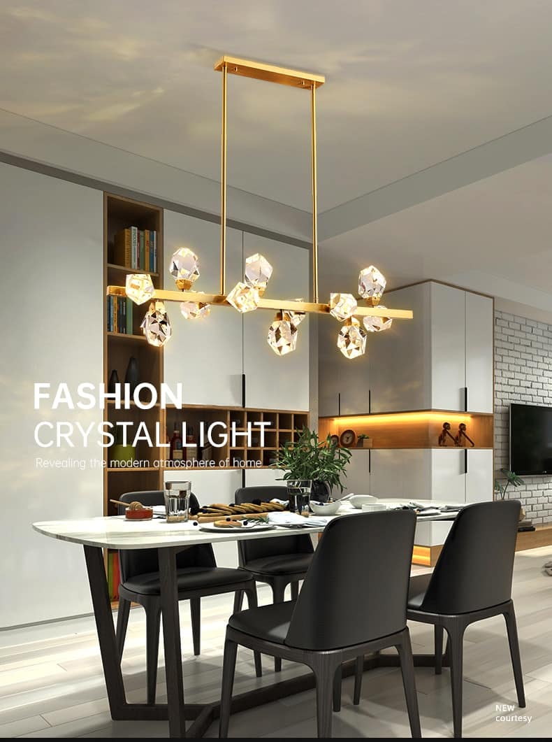 new creative chandelier for living room dining room diamond crystal shape restaurant hanging lamp led indoor lighting home decor