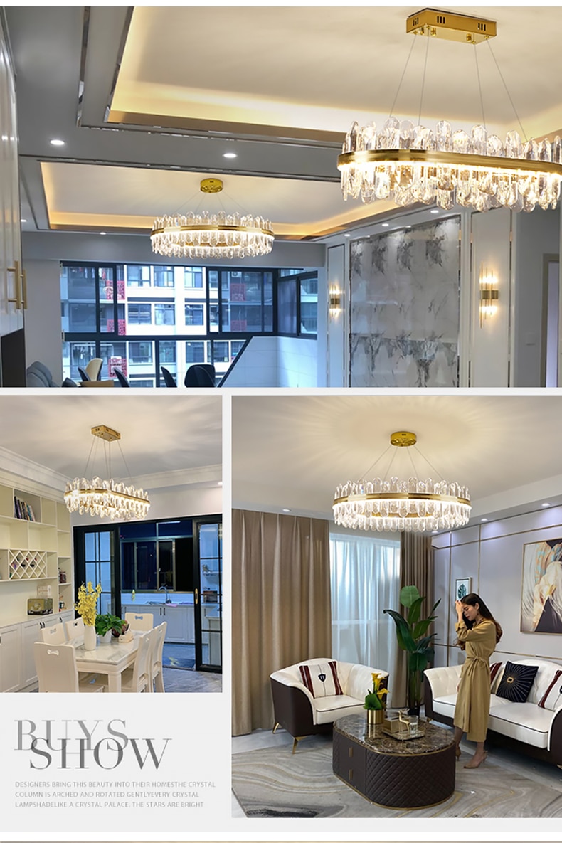 New crystal living room ceiling chandelier round designer creative dining room lamp American postmodern light luxury bedroom люс