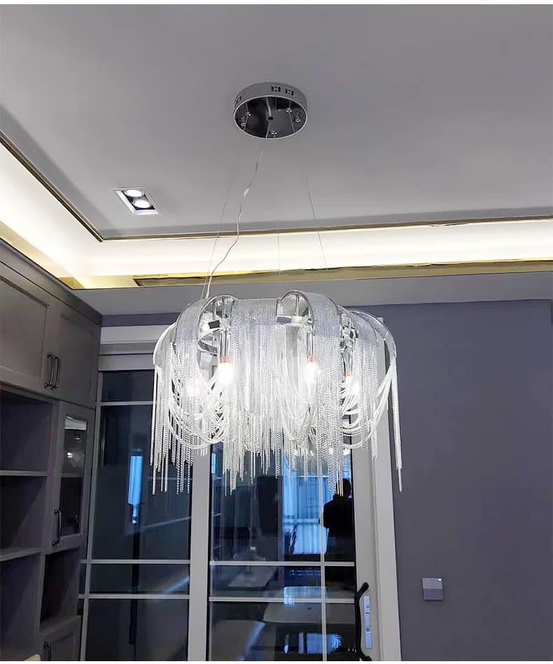 New Modern Luxury Chandelier fashion simple tassel aluminum chain lamp living room bedroom waterfall creative chandelier