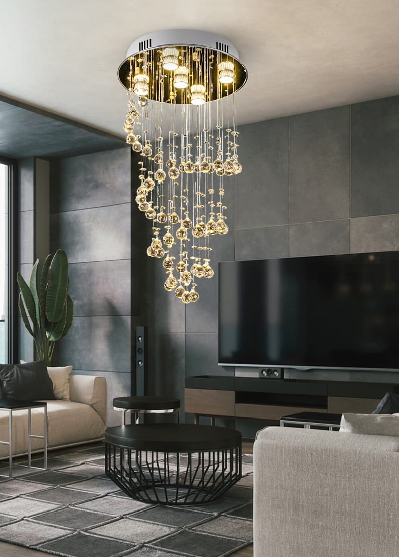 Modern LED Chandeliers K9 crystal Ceiling Chandelier spiral staircase Chandelier for home Living Room loft Indoor lustre