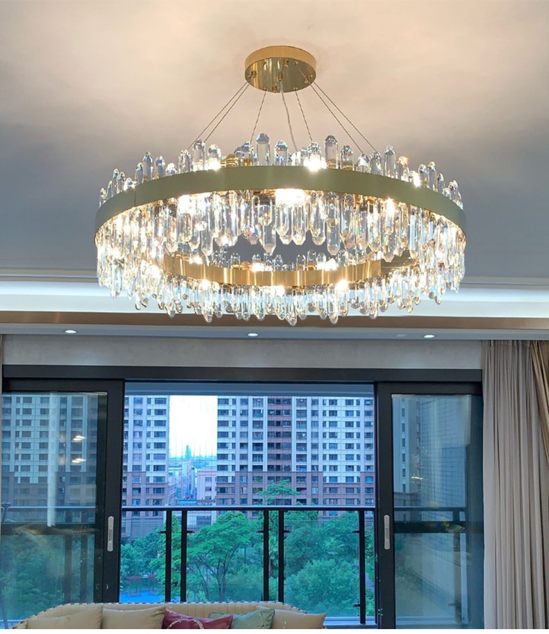 Light luxury crystal chandelier Light for dining living room home ceiling lamp fashionable atmosphere bronze gold round люстр