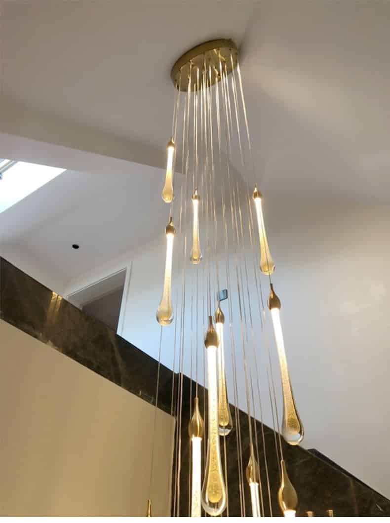 Modern crystal chandelier for villa living room large ceiling light loft staircase long hanging lamp drop design indoor lighting