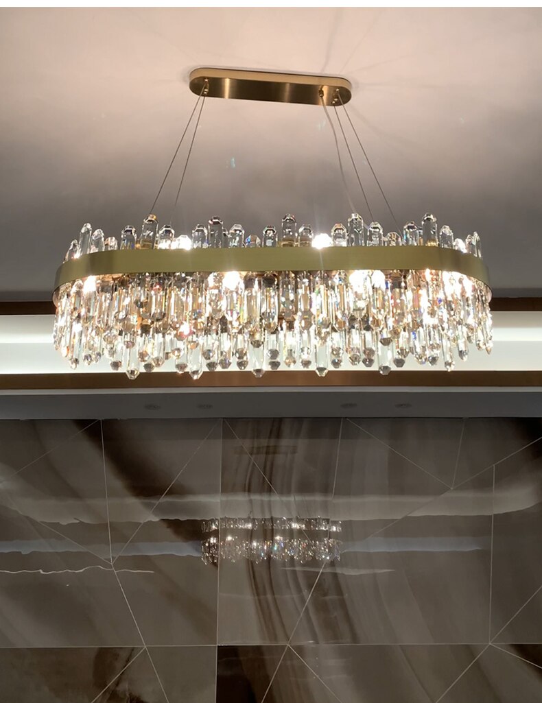 Luxury crystal chandelier for Living room dining room ceiling lamp modern minimalist rectangle brass gold creative lustr
