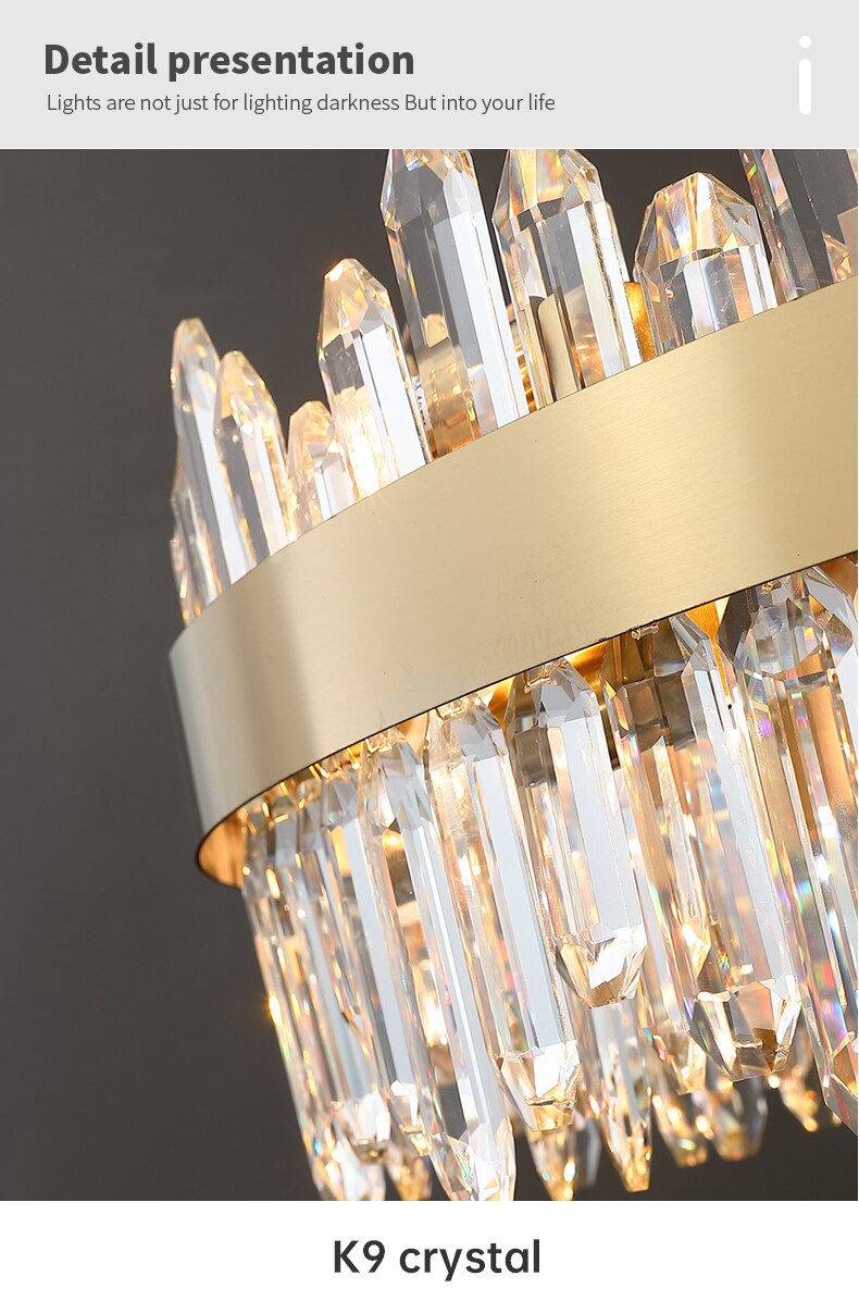 Luxury crystal chandelier for Living room dining room ceiling lamp modern minimalist rectangle brass gold creative lustr