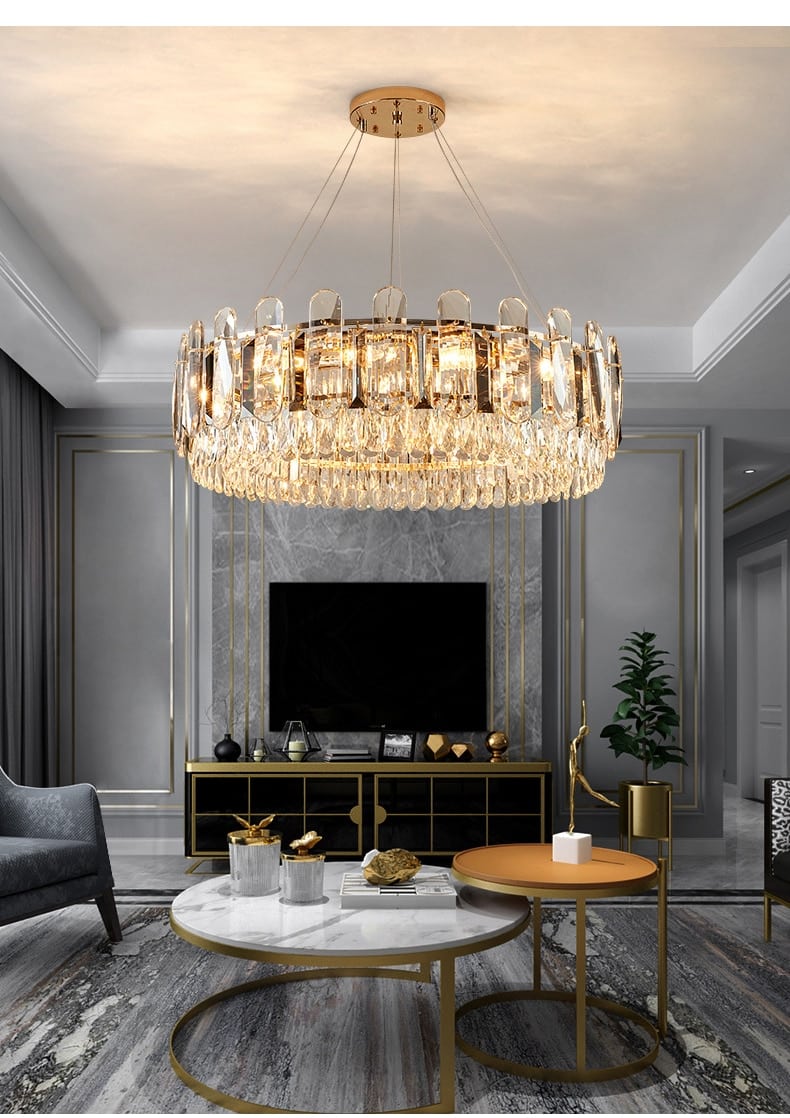 HONGDENG Modern Crystal Chandelier Lighting Round LED Living room Indoor Lighting Gold Chandeliers for Hoem Decoration Lustre