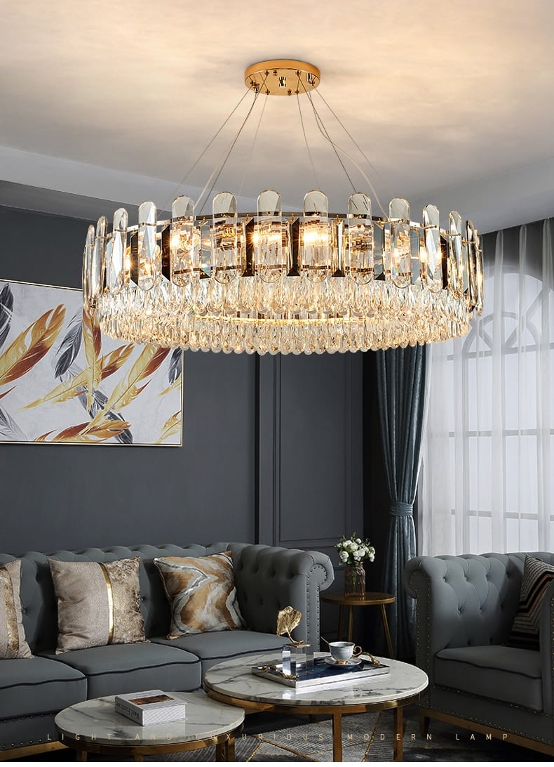 HONGDENG Modern Crystal Chandelier Lighting Round LED Living room Indoor Lighting Gold Chandeliers for Hoem Decoration Lustre