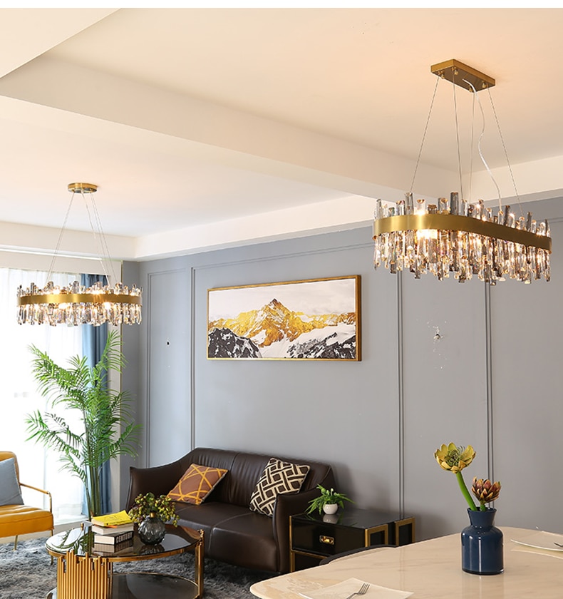 LED crystal chandelier brass gold golden creative light luxury living room lamp post modern art dining room bedroom люстра