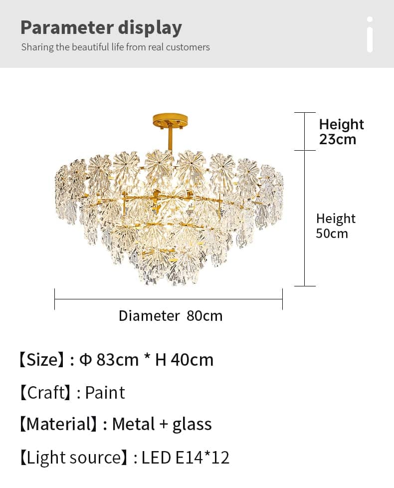 Retro French snowflake glass ceiling chandelier luxury living room ceiling lamp Round shape modern atmosphere dining room lustre