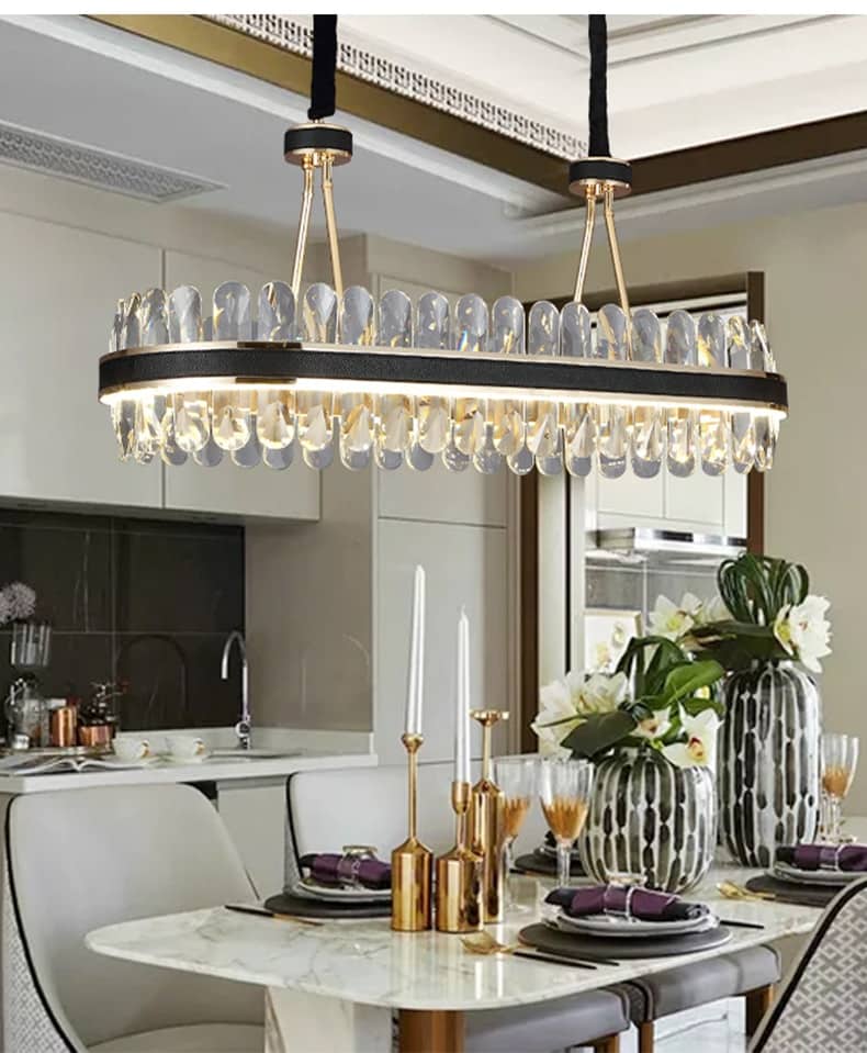 New crystal chandelier modern luxury Lamp Light Oval Light luxury Black Metal Stainless Creative design pendant lamp Lighting
