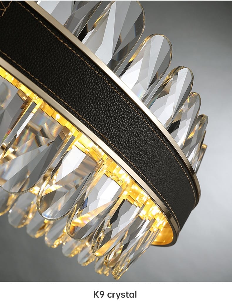 New crystal chandelier modern luxury Lamp Light Oval Light luxury Black Metal Stainless Creative design pendant lamp Lighting